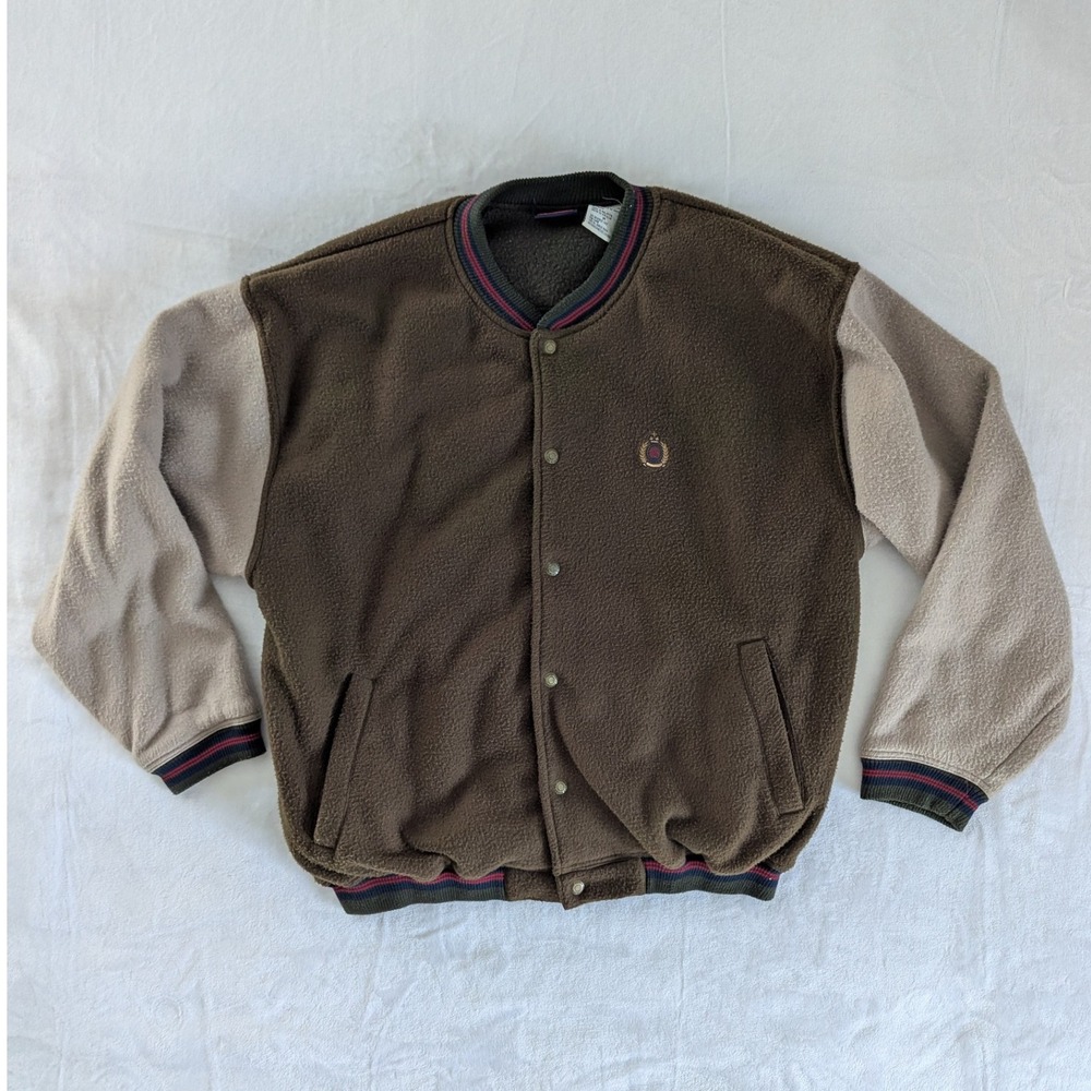 VTG Bugle Boy Company Fleece Letterman Jacket Embroidered‎ Logo Men's Size Med